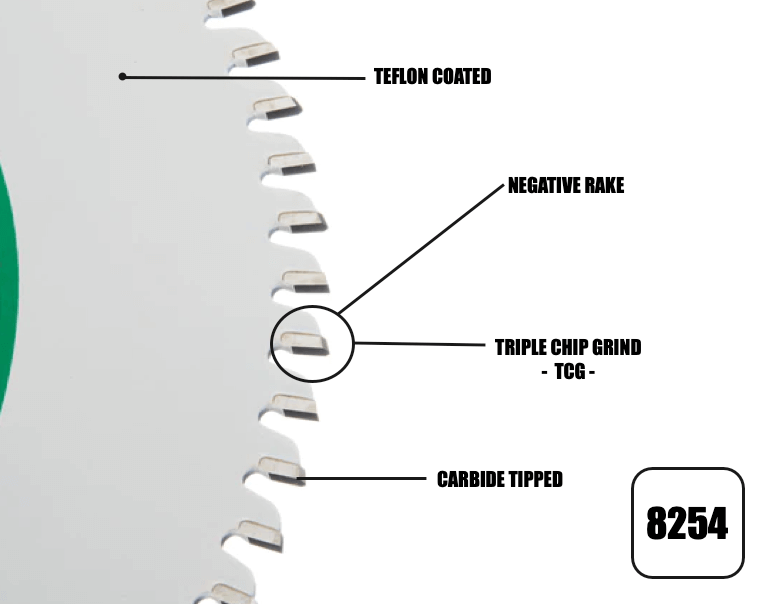 254mm x 30mm x 2.4mm 80 Tooth Triple Chip (MFC & Laminates) 8254 Circular Saw Blade