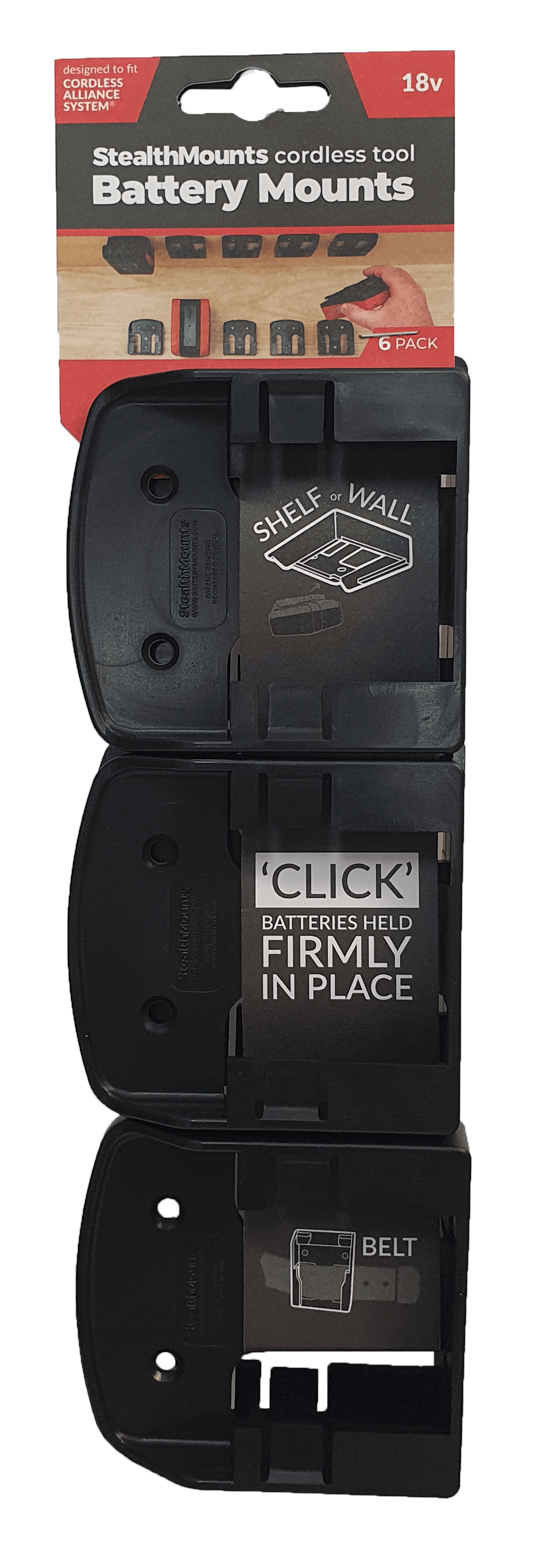 StealthMounts Cordless Alliance System Battery Mounts 6 PCS - (SM4)