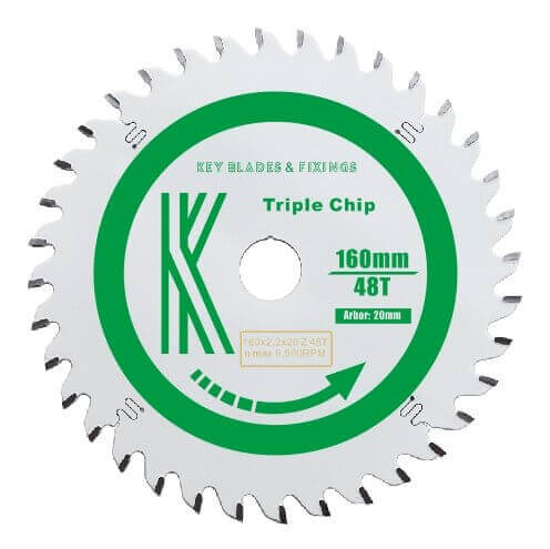 160mm x 20mm x 2.2mm 48 Tooth TCG Track Saw (Solid Surface) - 2206 B3 -  Shop Key Blades & Fixings | Workwear, Power tools & hand tools online - Key Blades & Fixings Ltd
