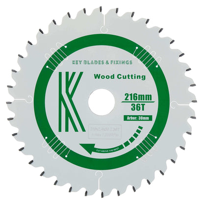 216 mm x 30 mm x 2,4 mm 36T ATB (rastrillo negativo) Festool KS60 - 2501