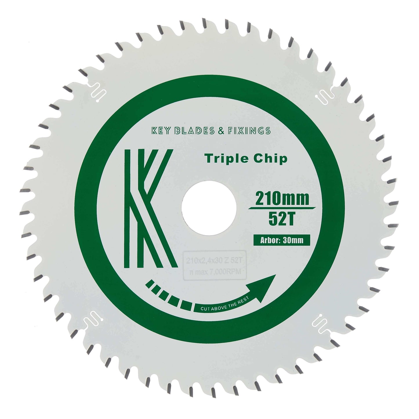 Sierra de pista TCG de 210 mm x 30 mm x 2,4 mm y 52 dientes (superficie sólida) - 8210