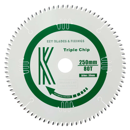 250mm x 30mm x3.0mm 80 Tooth Triple Chip Blade (MFC & Laminates) 8250
