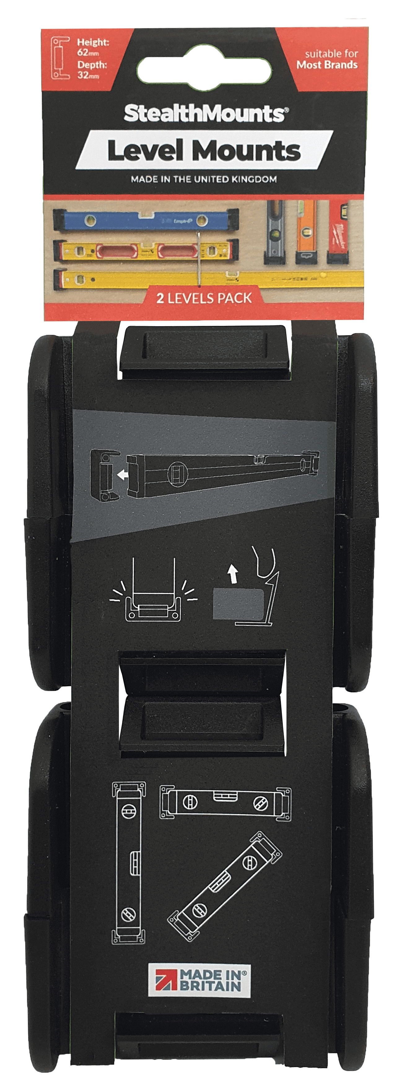 El paquete StealthMounts para 2 niveles incluye 4 soportes: apto para uso en furgonetas y talleres (SM20)