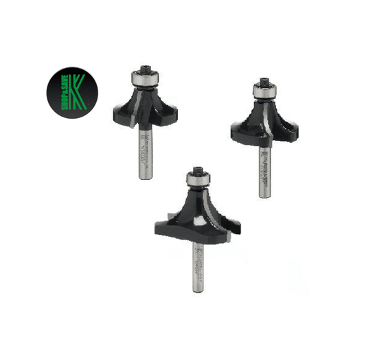 3 Pack of 1/4" Rounding Over Cutters Router Set - RRO