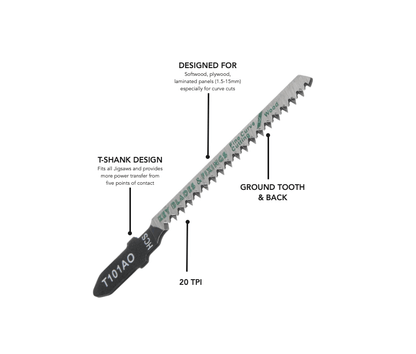 Key Blades T101AO Jigsaw Blades 5 Pack - 1155