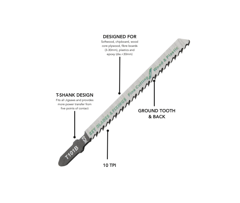 Key Blades T101B Jigsaw Blades 5 Pack - 1111